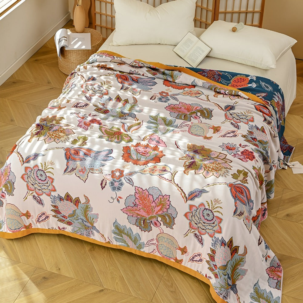 Wildbloom Reversible Flora Cotton Blanket