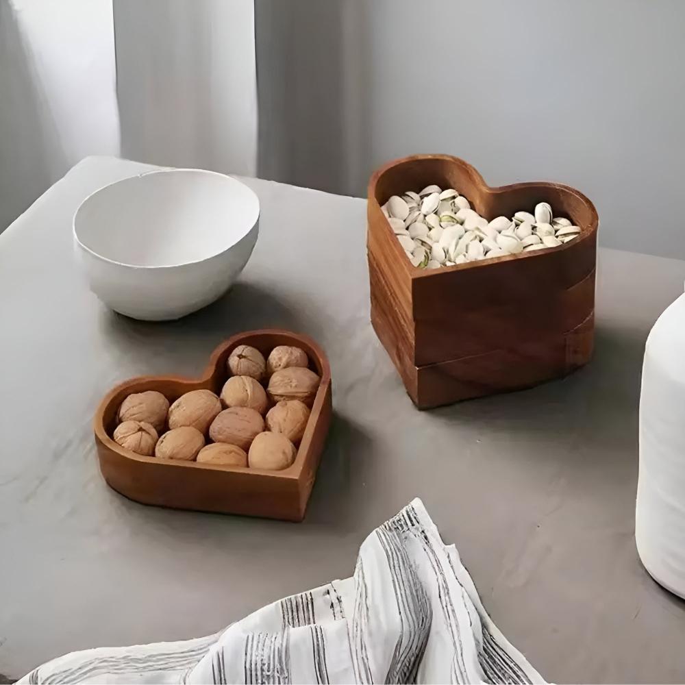 Heart-Shaped Wooden Snack Tray