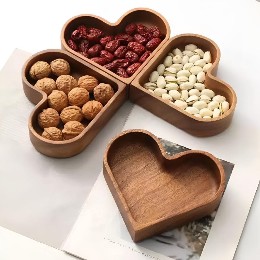 Heart-Shaped Wooden Snack Tray