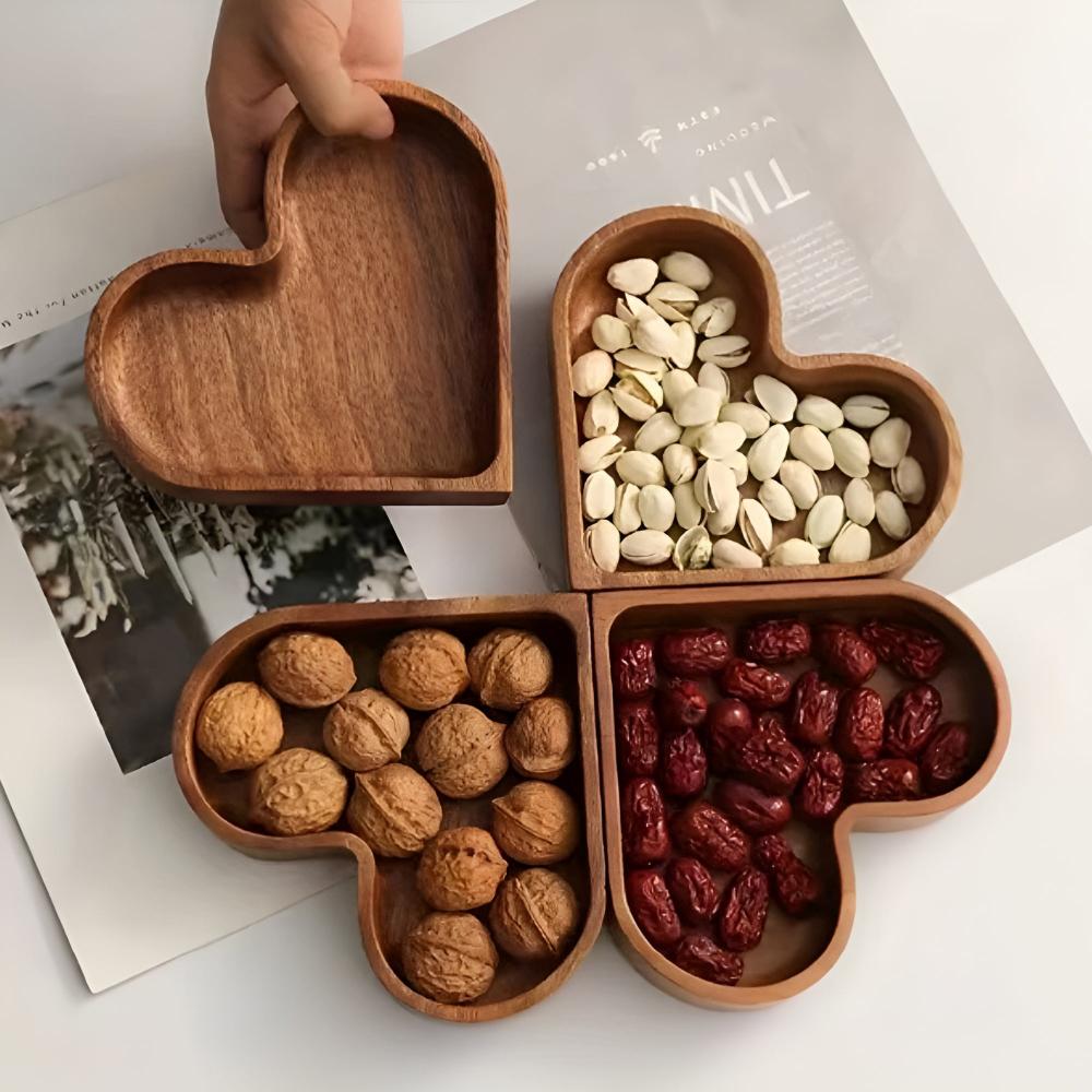Heart-Shaped Wooden Snack Tray