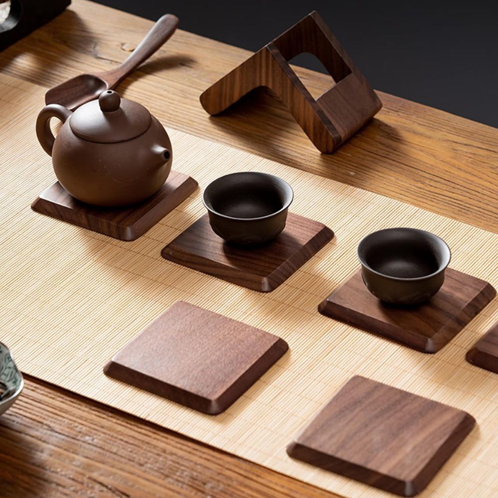 Sleek Stack Wooden Coaster Set
