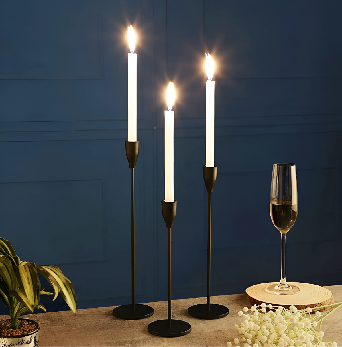 Sleek Metallic Candle Holders