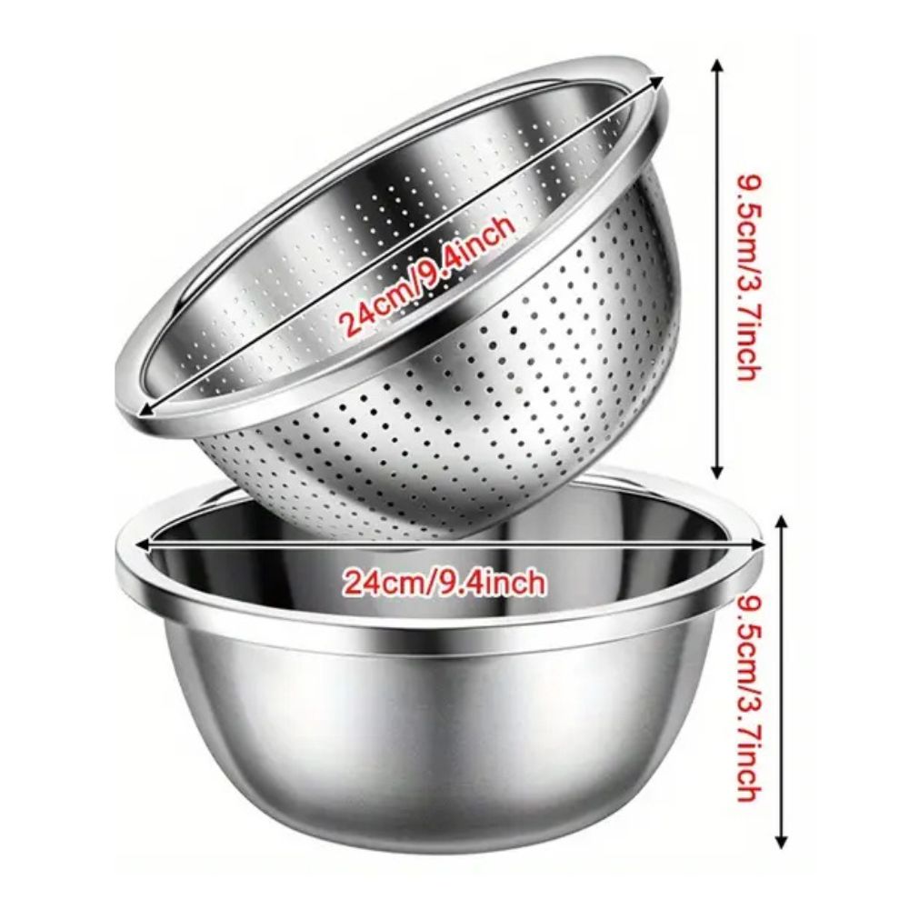 Rinse Mix Stainless Colander Duo Set