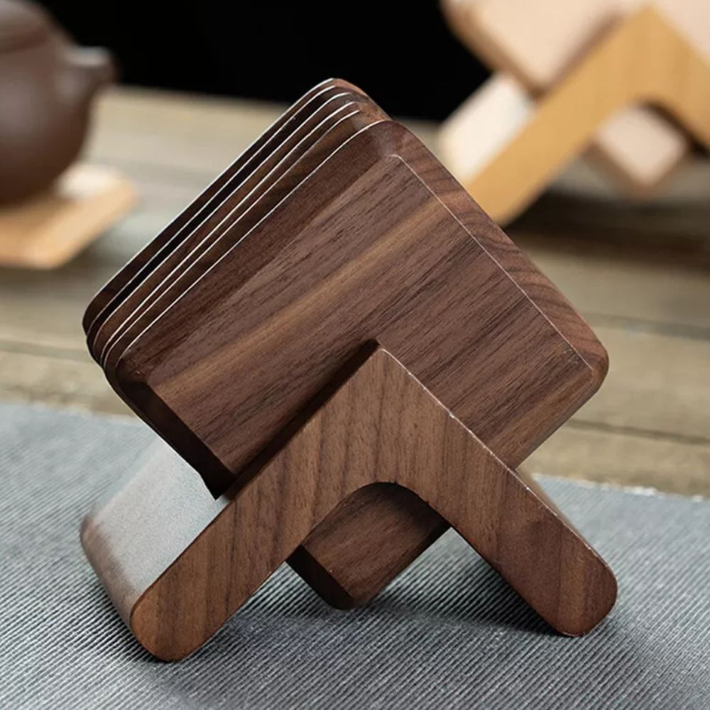 Sleek Stack Wooden Coaster Set
