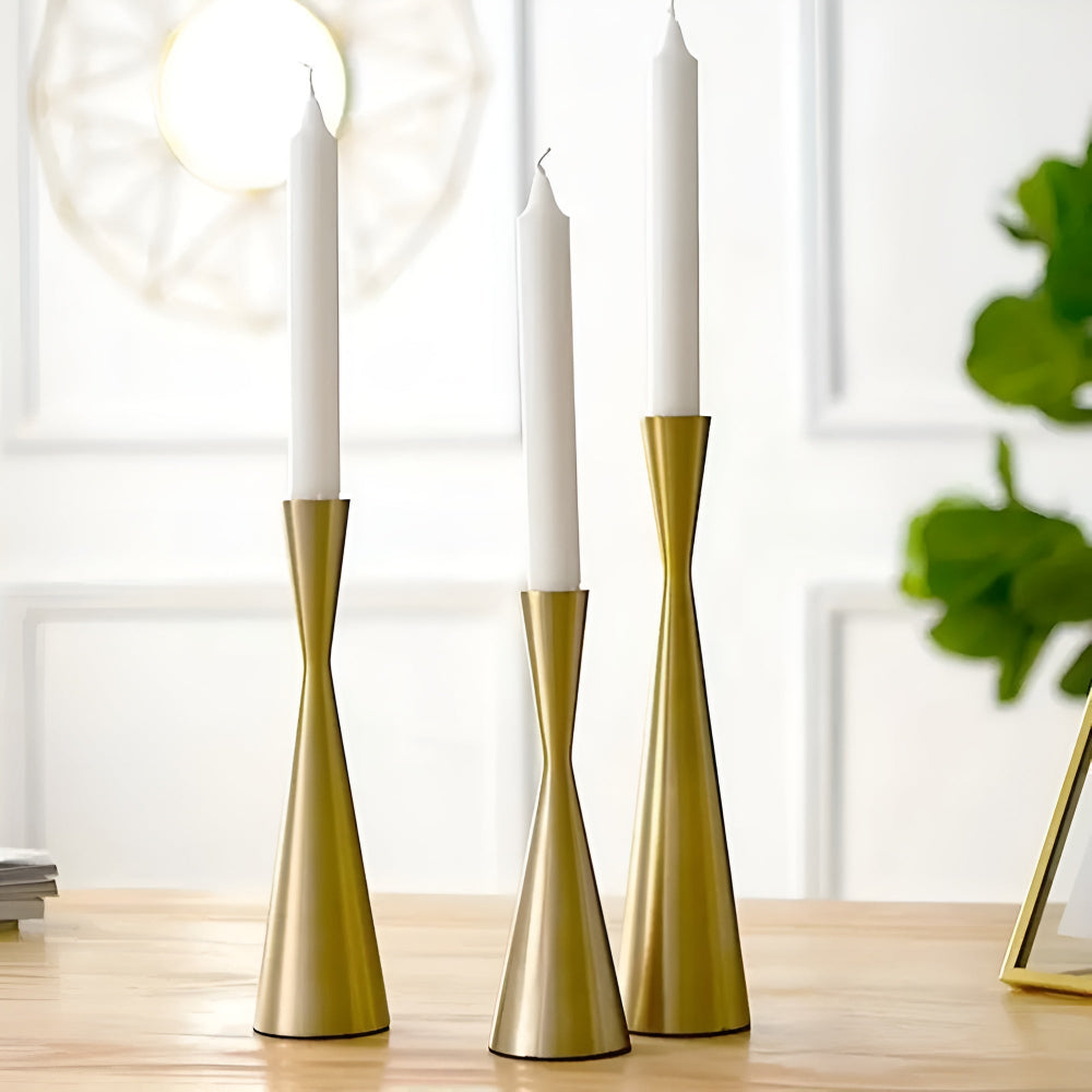 Sleek Nordic Brass Waist Candlestick