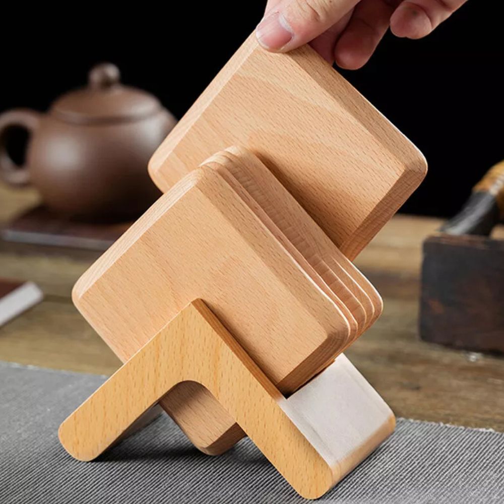 Sleek Stack Wooden Coaster Set