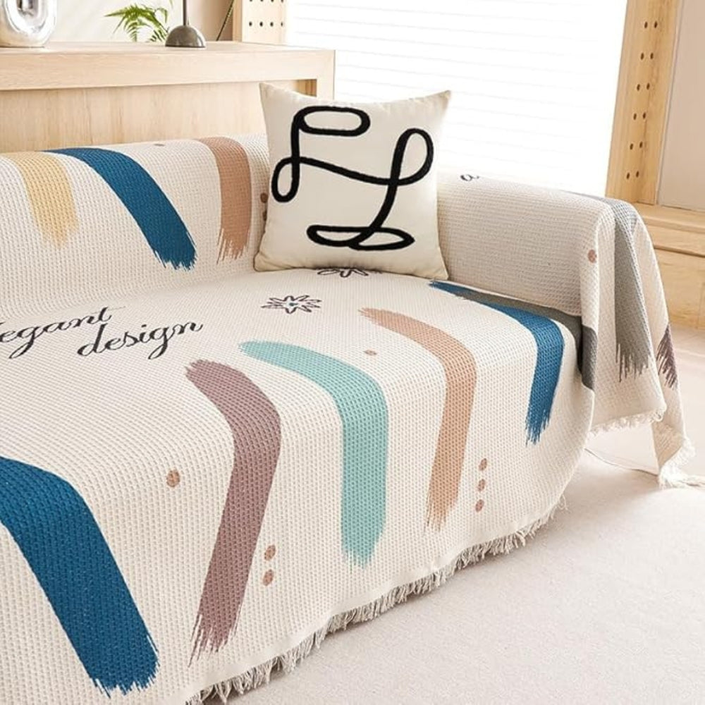 Lumiere Abstract Tasseled Sofa Cover
