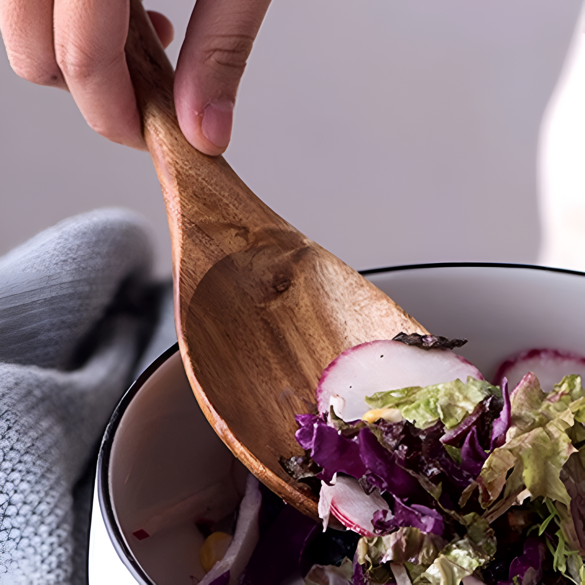 Rustic Teak Salad Serving Set