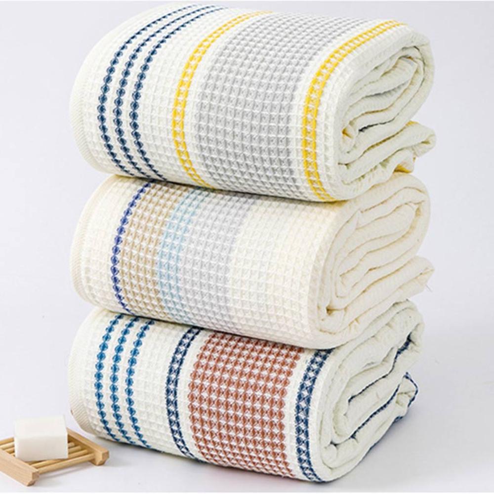 Colorblock Striped Cotton Bath Towel