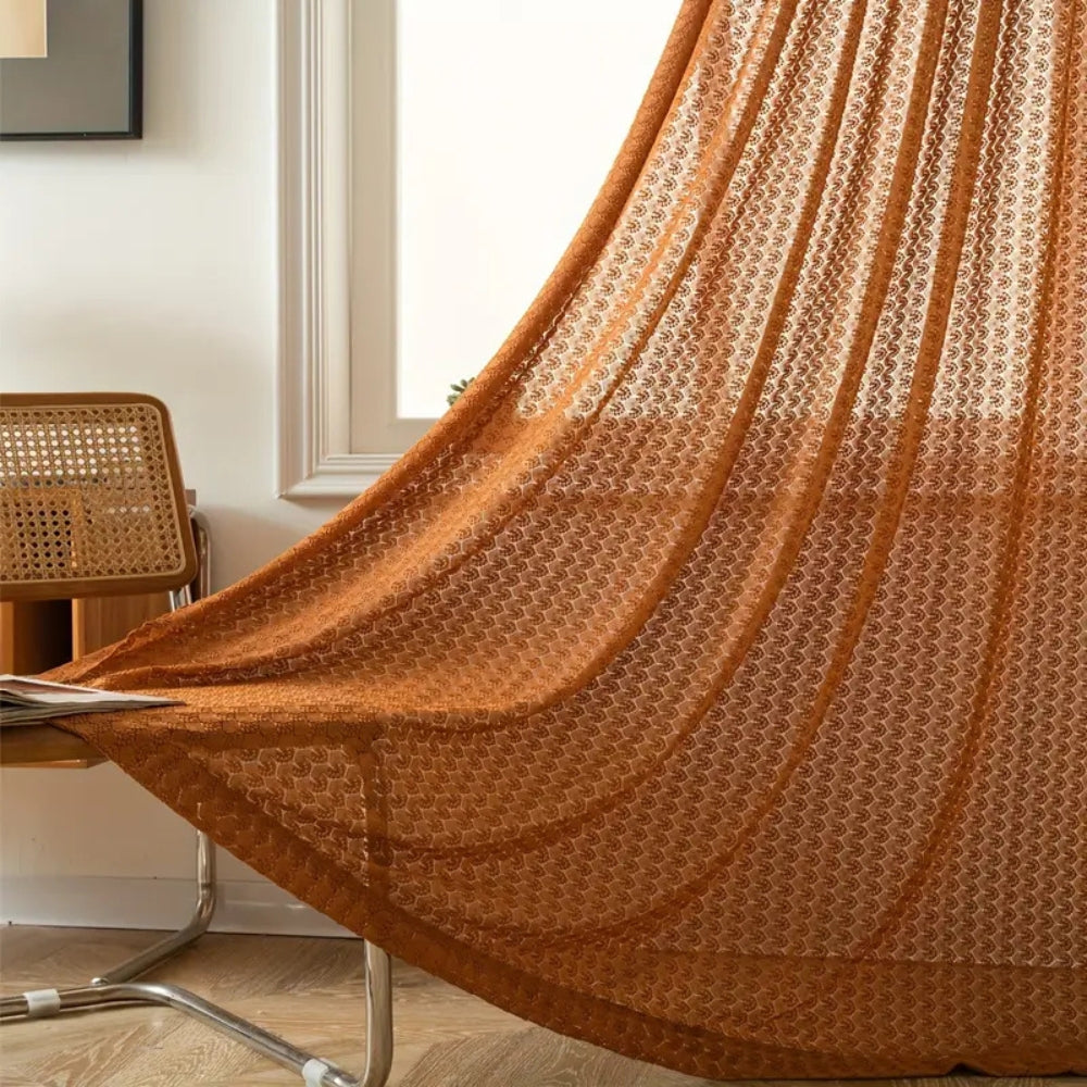 Amber Glow Boho Crochet Curtain