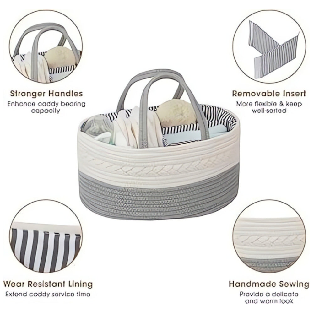 Braided Grey Baby Essentials Organizer