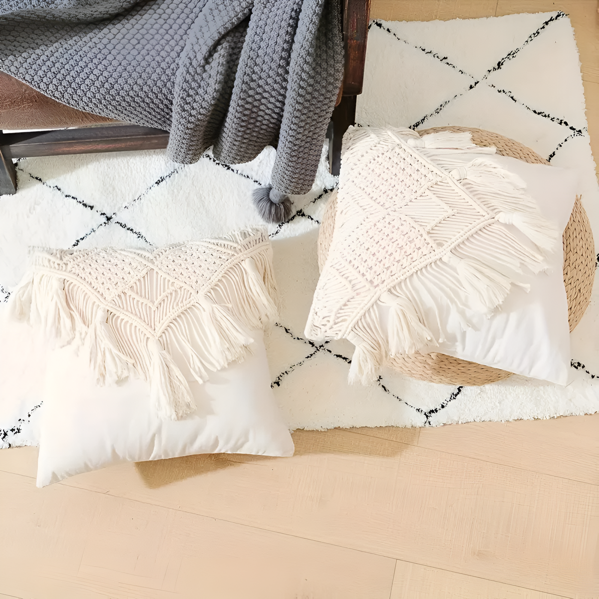 Vintage Macrame Cushion Cover
