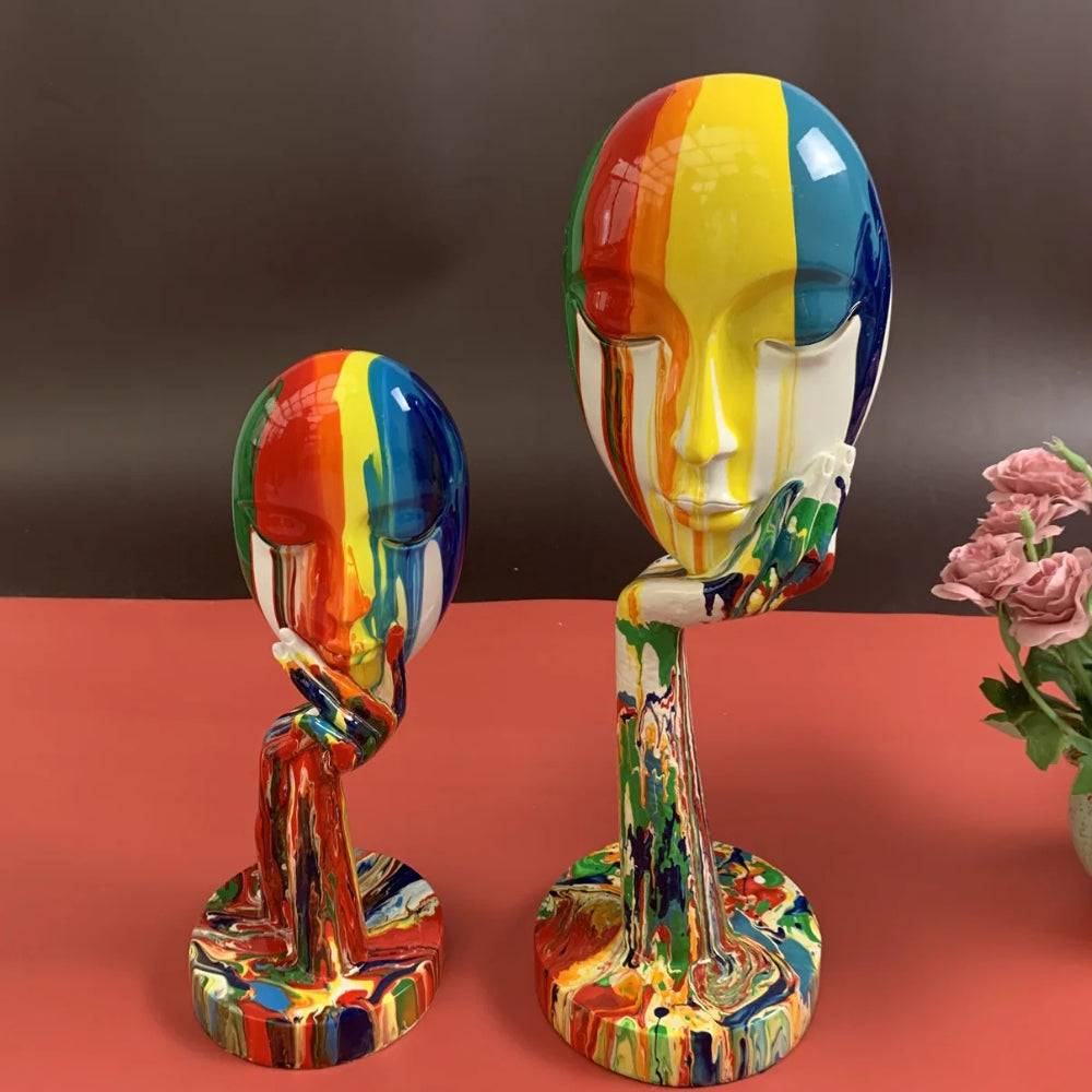 Female Thinker Colorful Art Sculpture