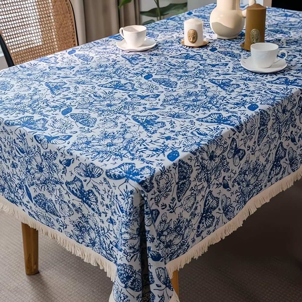 Blue Butterfly Garden Tablecloth