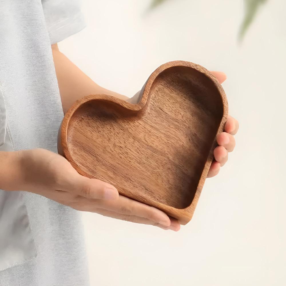 Heart-Shaped Wooden Snack Tray