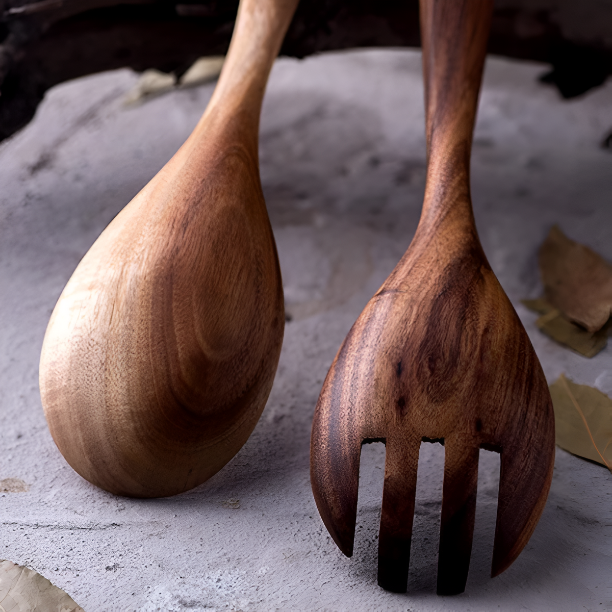Rustic Teak Salad Serving Set