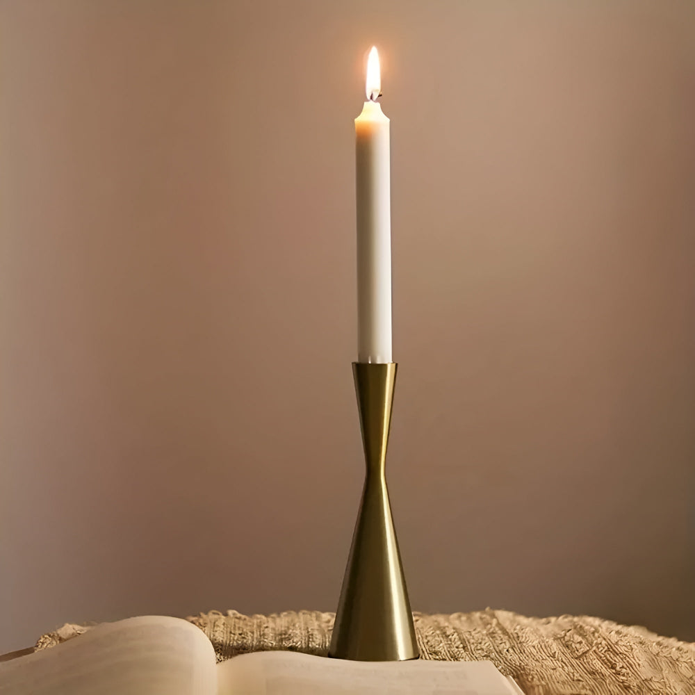 Sleek Nordic Brass Waist Candlestick