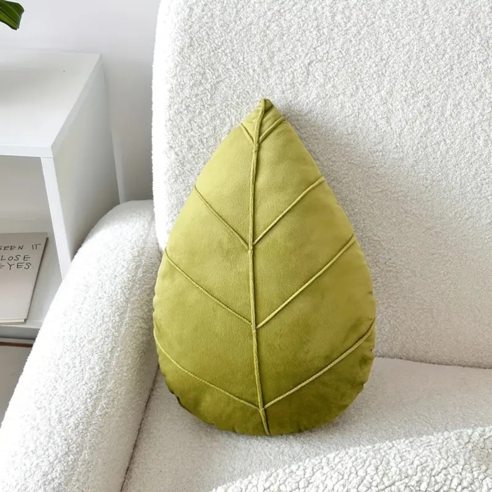 Verdant Flourish Leaf Shaped Cushion