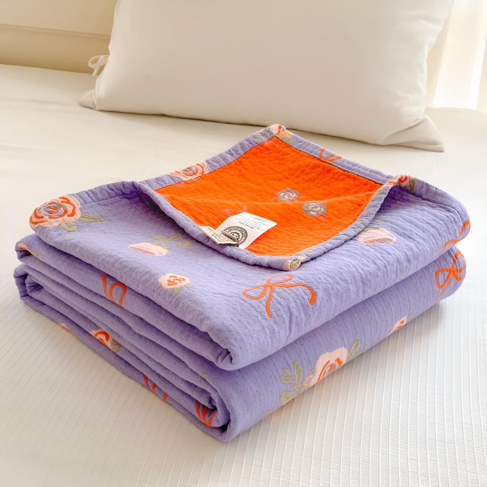 Bow-Knot and Rose Cotton Gauze Blanket