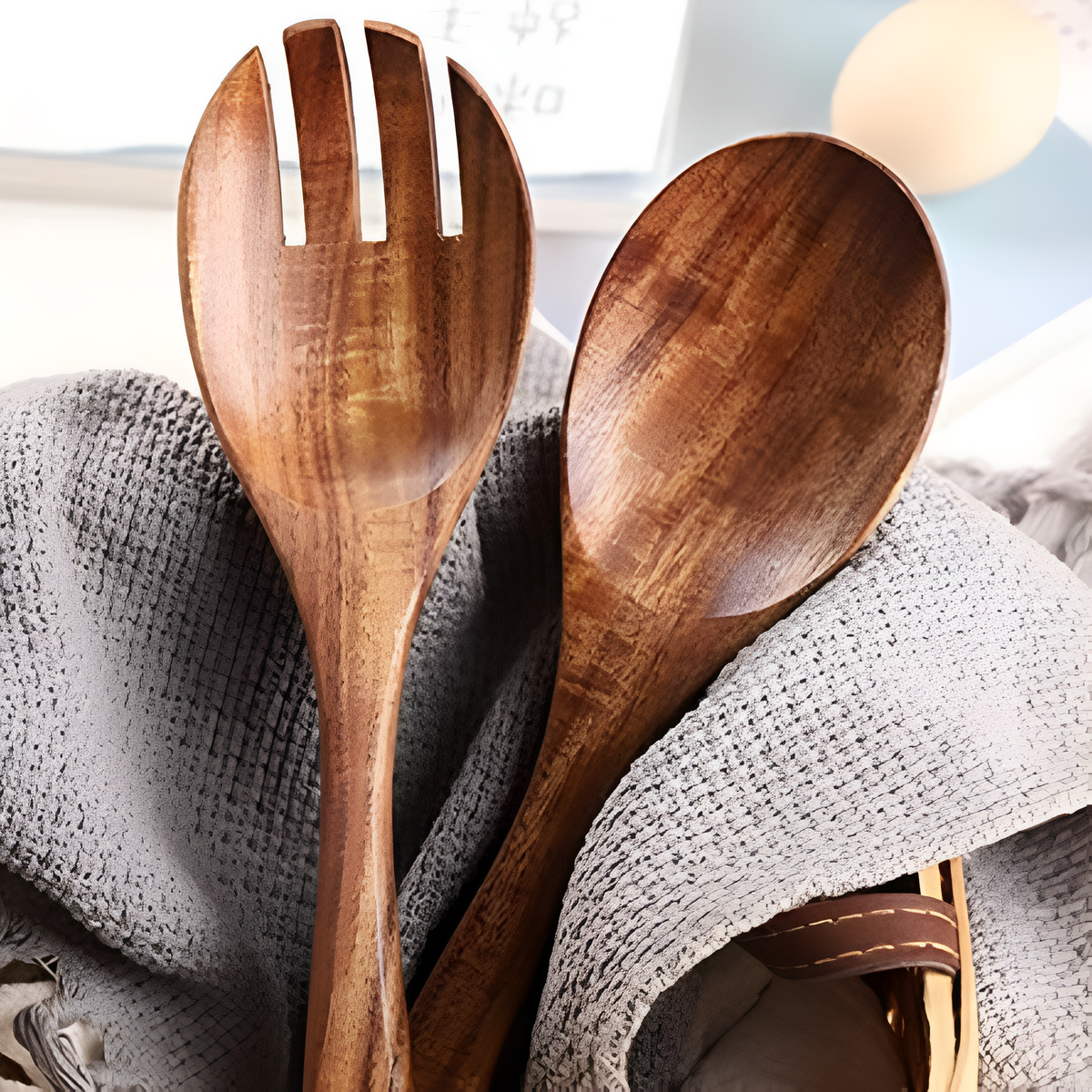 Rustic Teak Salad Serving Set