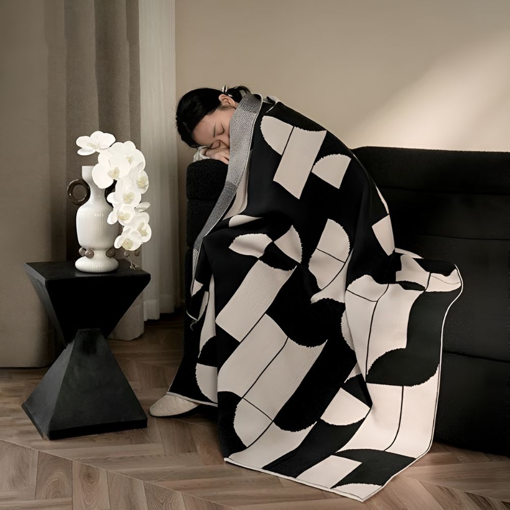 Artevana Monochrome Geometric Throw Blanket