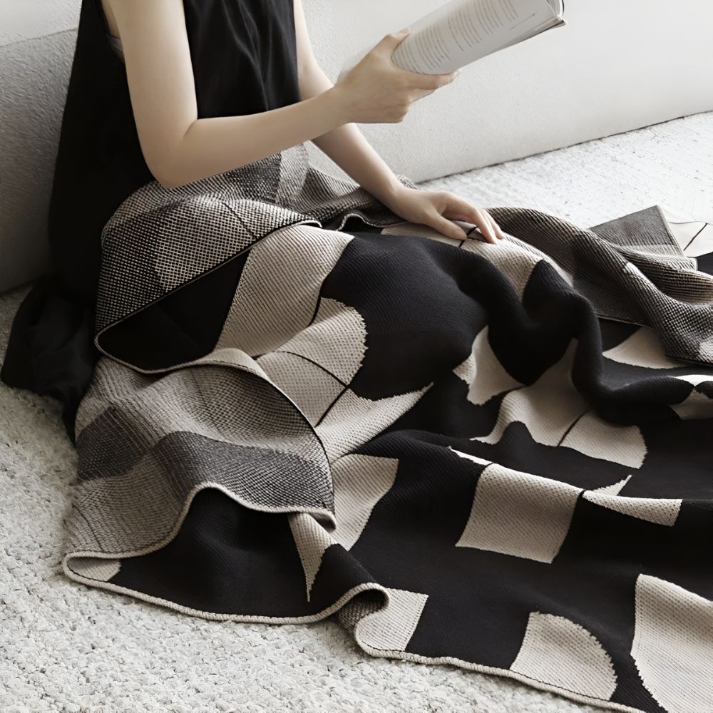 Artevana Monochrome Geometric Throw Blanket