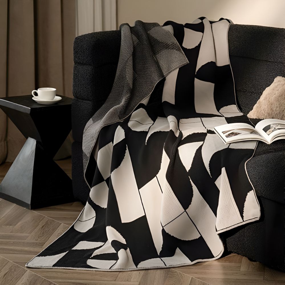 Artevana Monochrome Geometric Throw Blanket