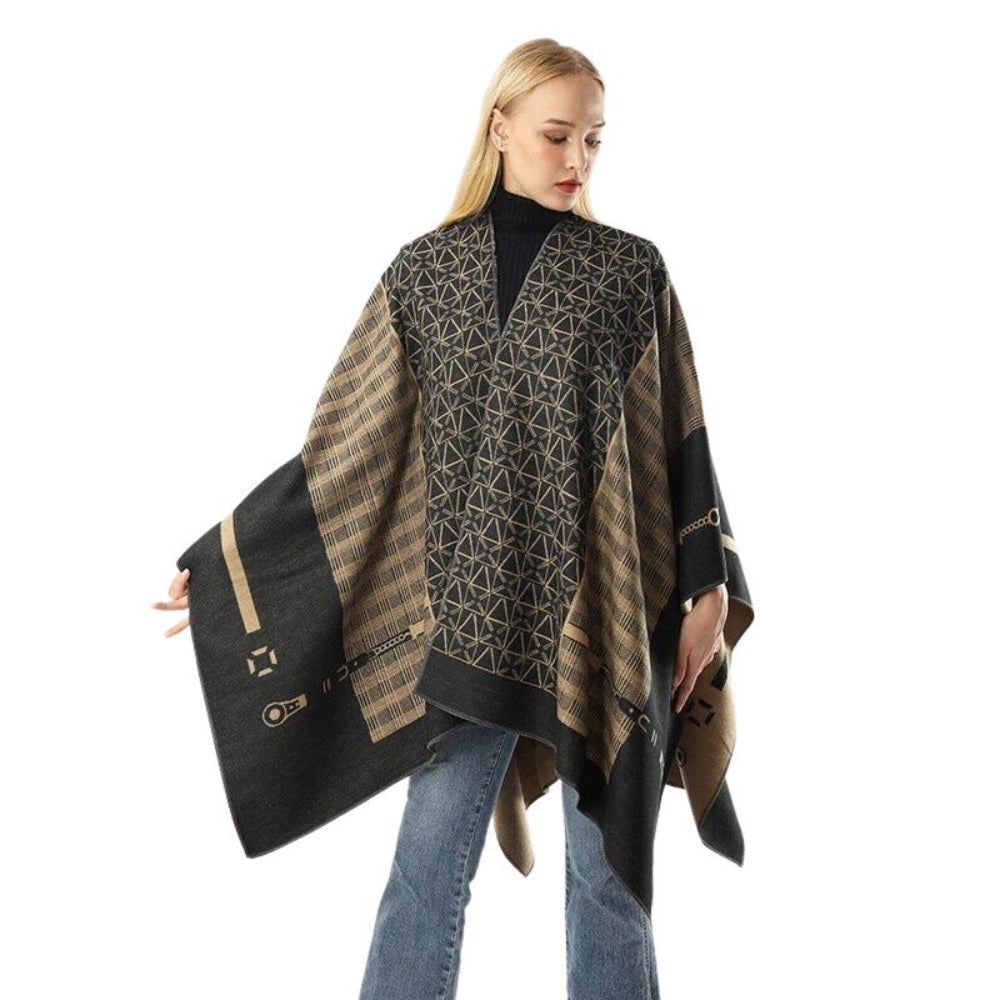 Auron Geometric Acrylic Poncho Shawl