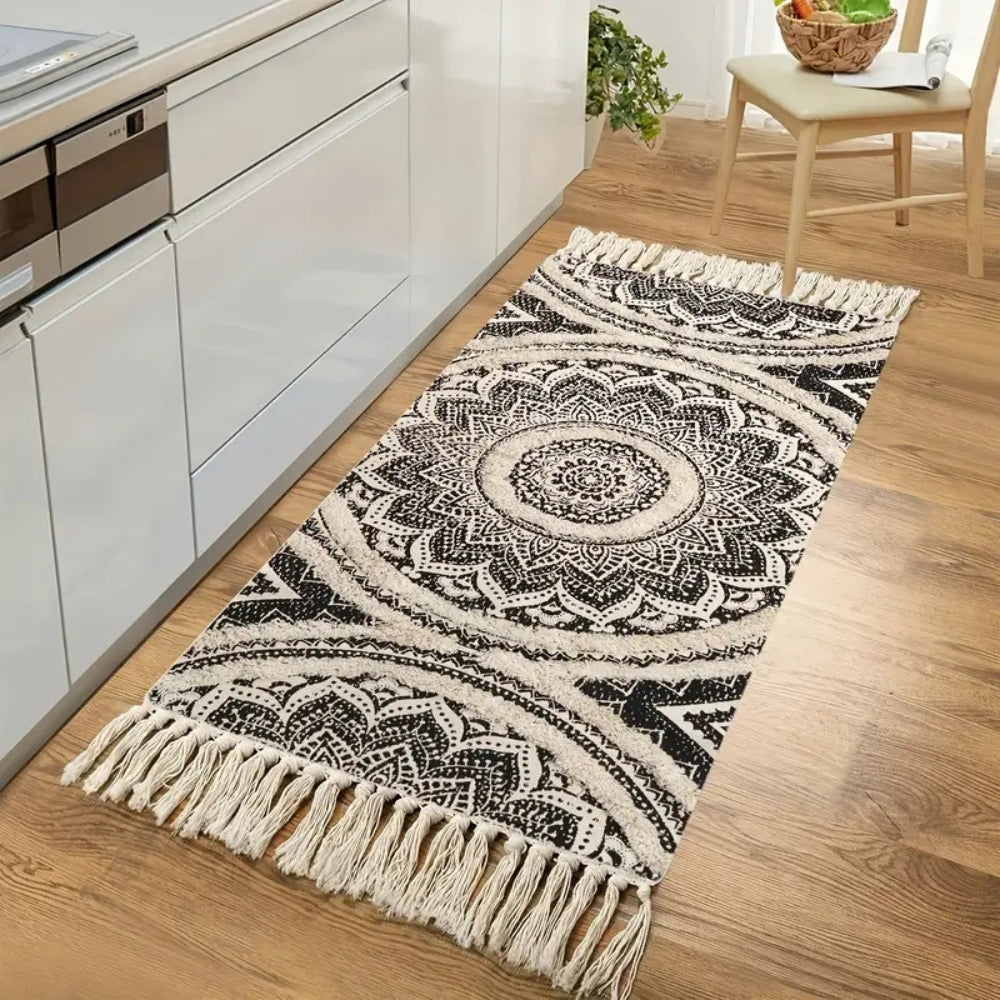 Bohemian Black & Cream Runner Mat