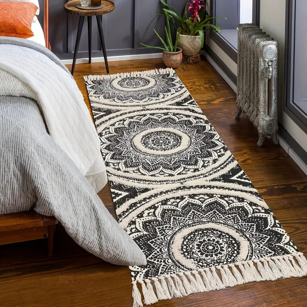 Bohemian Black & Cream Runner Mat