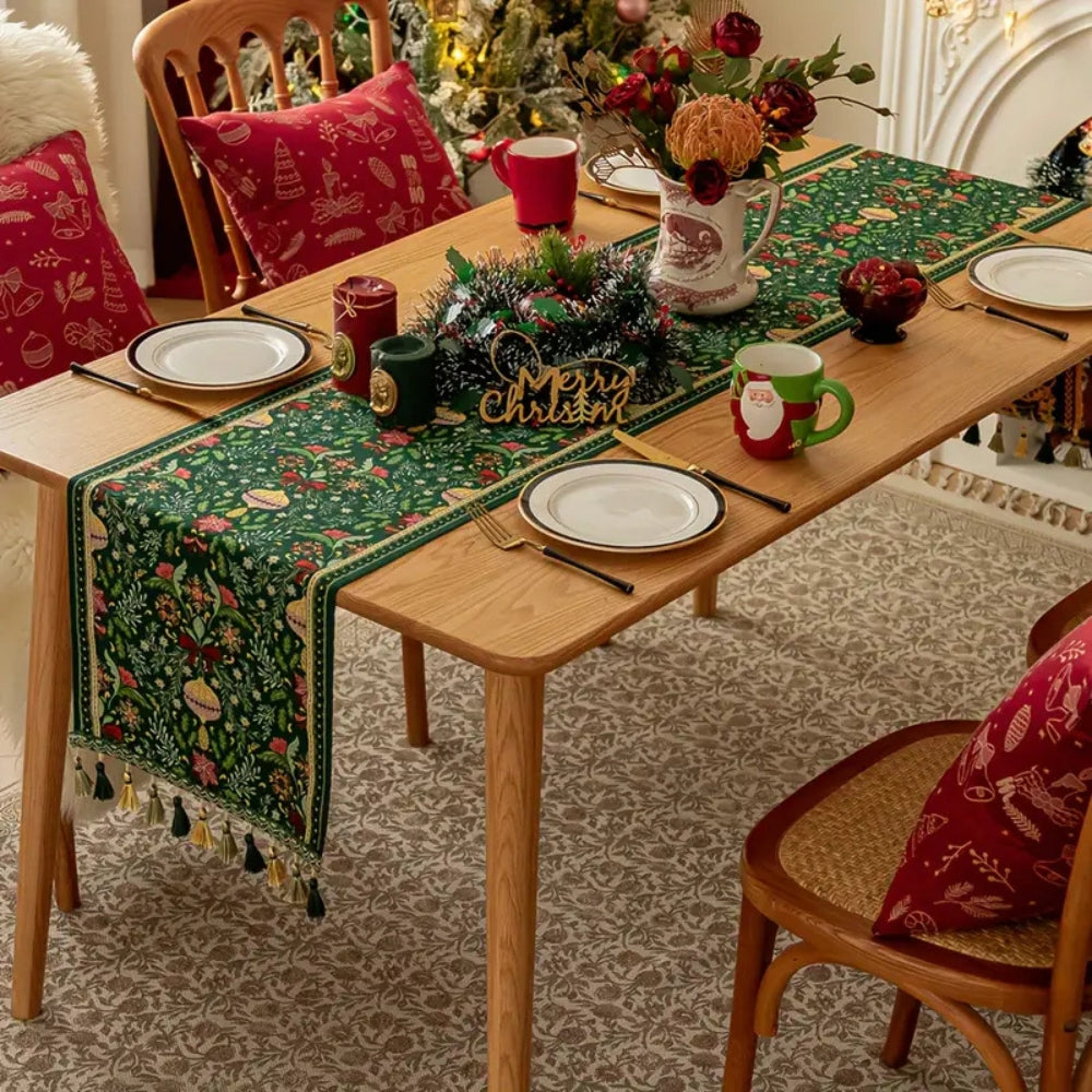 Tapestry Botanical Holiday Table Runner
