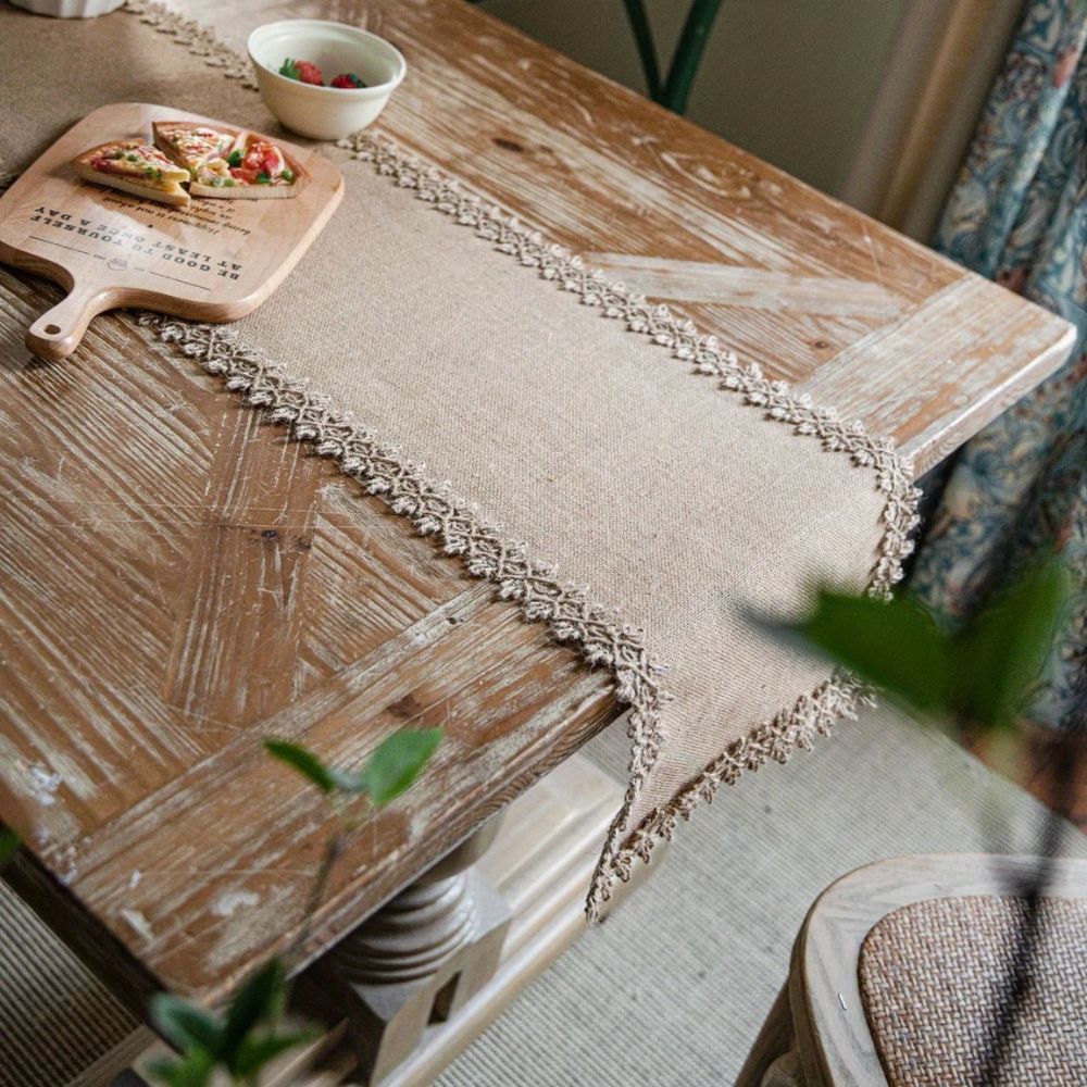 Burlap Charm Boho Table Runner