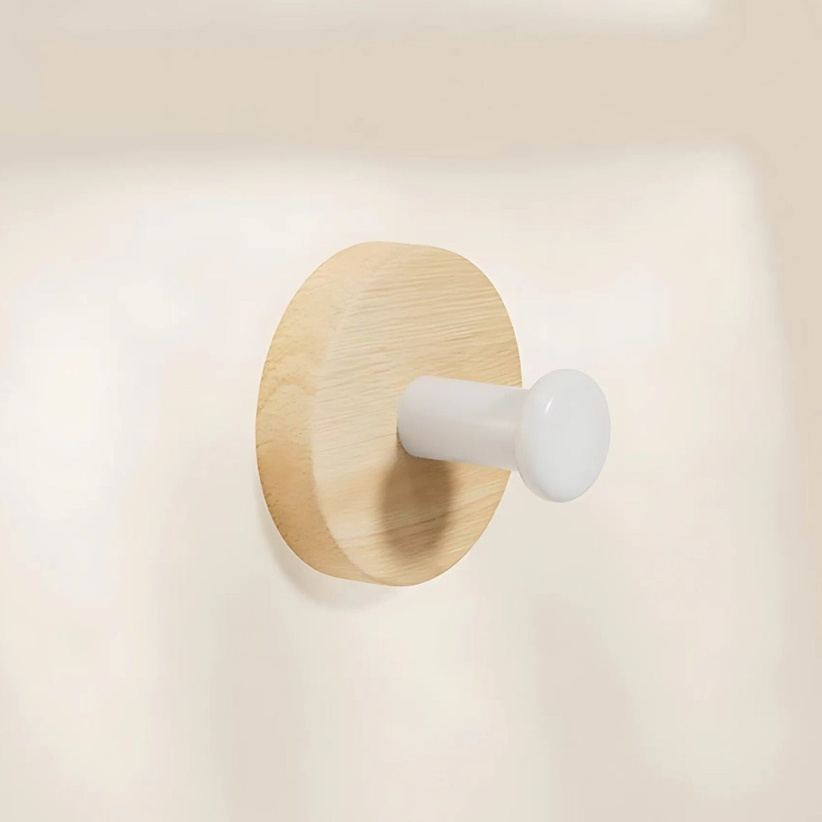 Chic Round Self-Adhesive Timber Wall Hook Piece