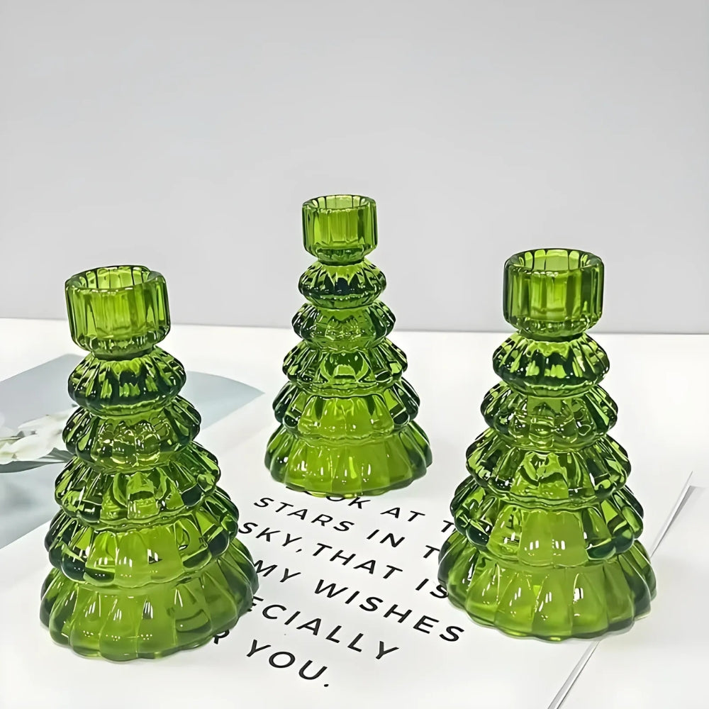 Christmas Tree Glass Candle Holder