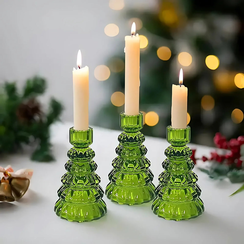 Christmas Tree Glass Candle Holder