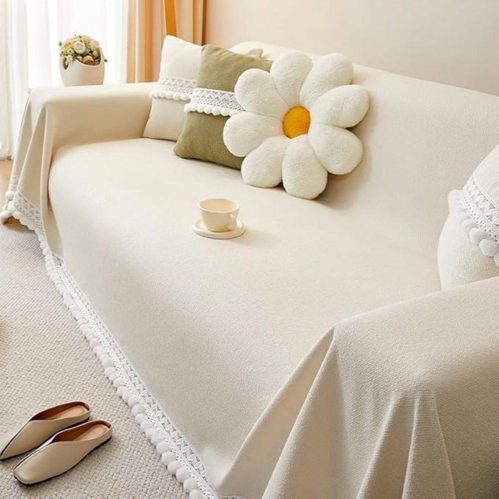 Classic Chenille Lace Edge Sofa Cover