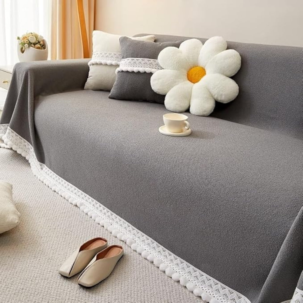 Classic Chenille Lace Edge Sofa Cover