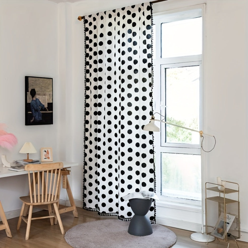Chic Polka Dot Tassel Window Curtain