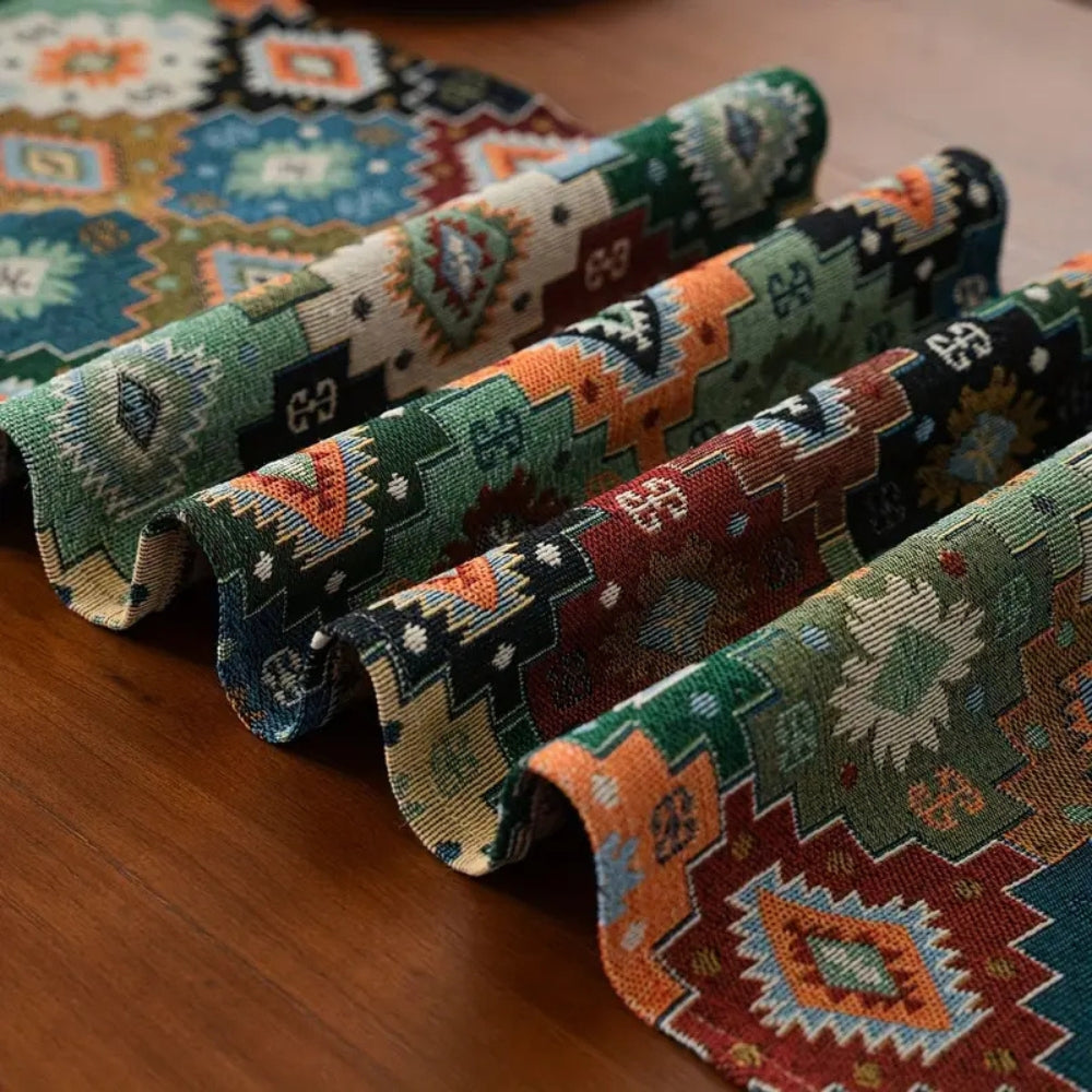 Colorful Geometric Tassel Table Runner Decor