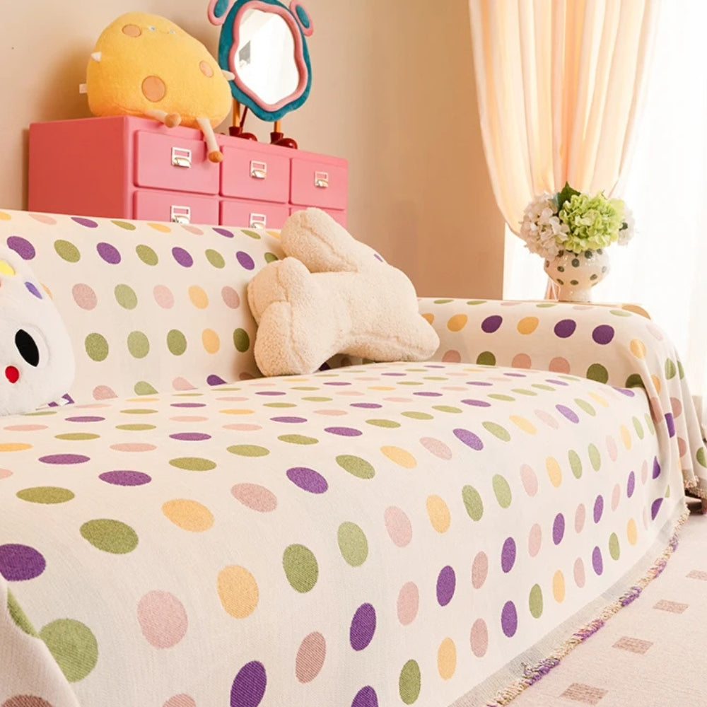 Colorful Polka Dot Sofa Cover