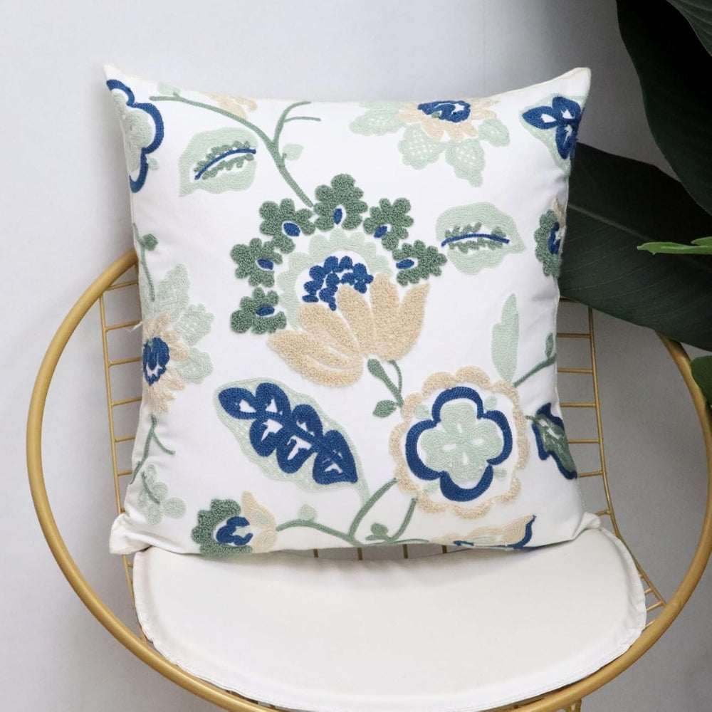 Denza Farmhouse Floral Tufted Cushion Cover