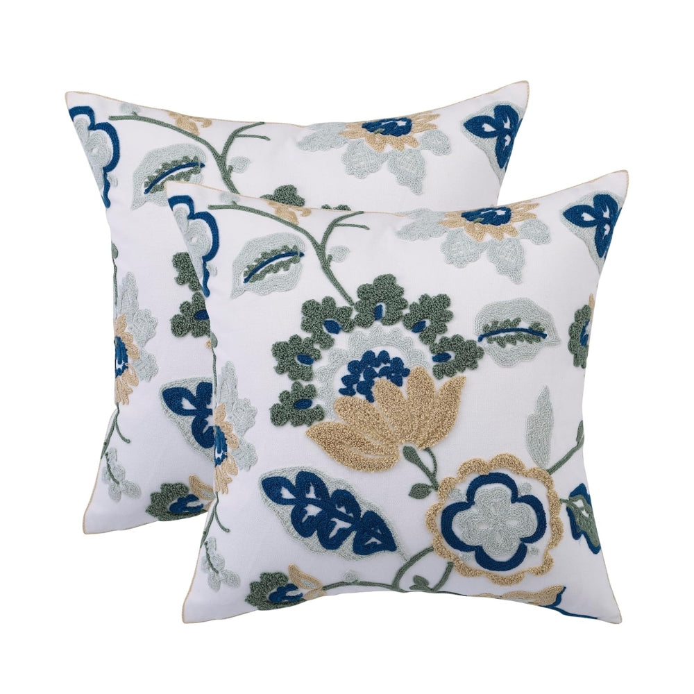 Denza Farmhouse Floral Tufted Cushion Cover