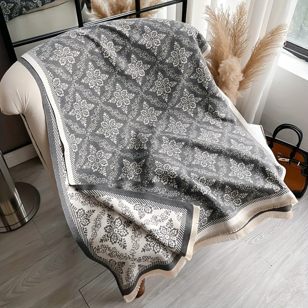 Elara Damask Print Scarf Shawl