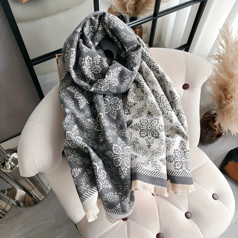 Elara Damask Print Scarf Shawl
