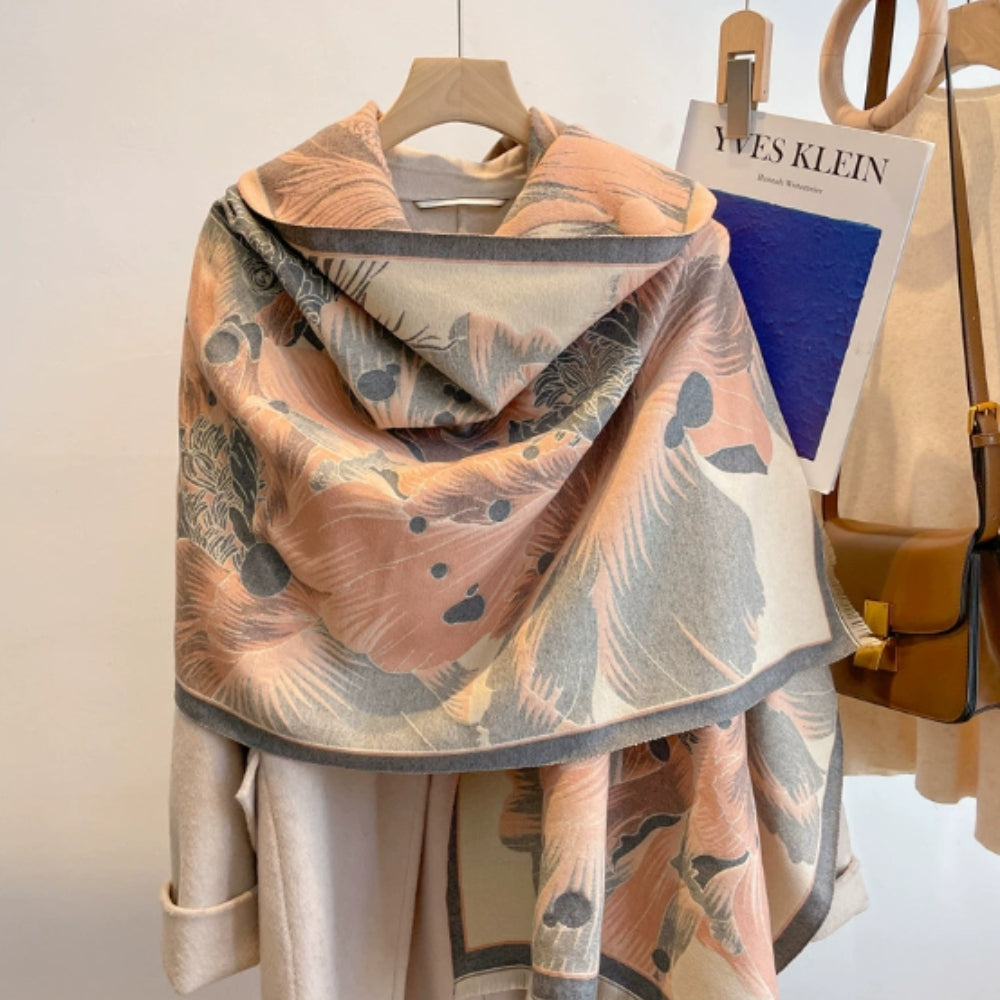 Elegant Floral Jacquard Woven Scarf