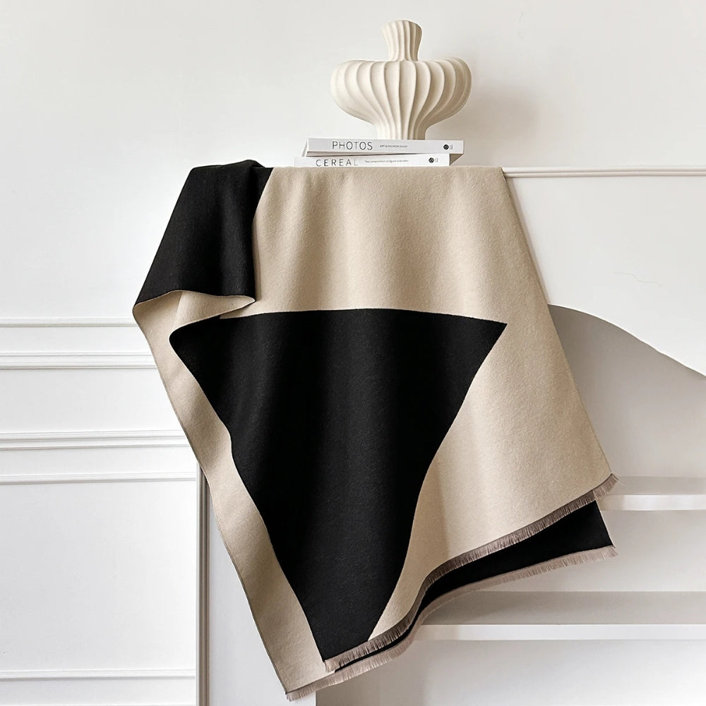 Two Tone Geometric Luxe Shawl Scarf
