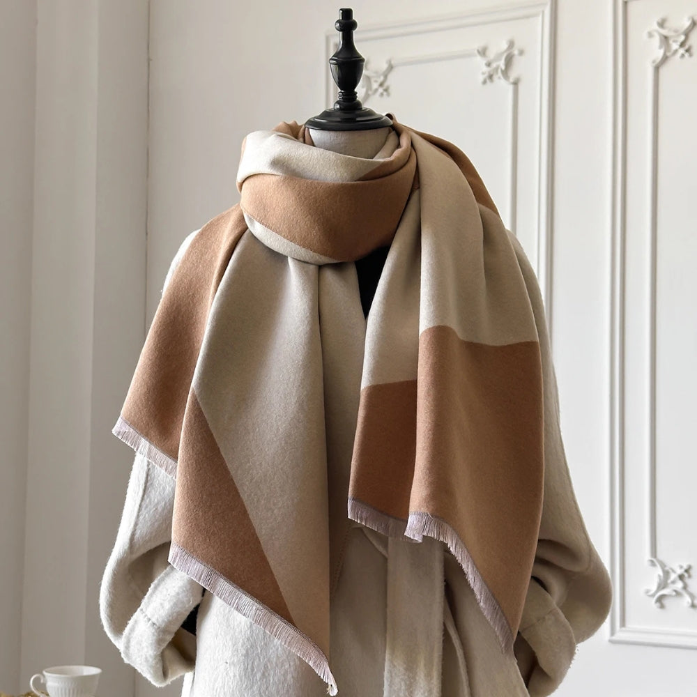 Two Tone Geometric Luxe Shawl Scarf