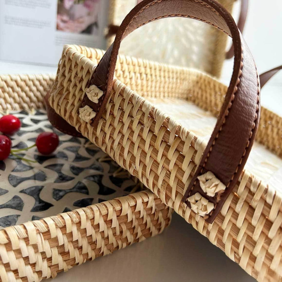Farmhouse Rattan Tray in Assorted Patterns
