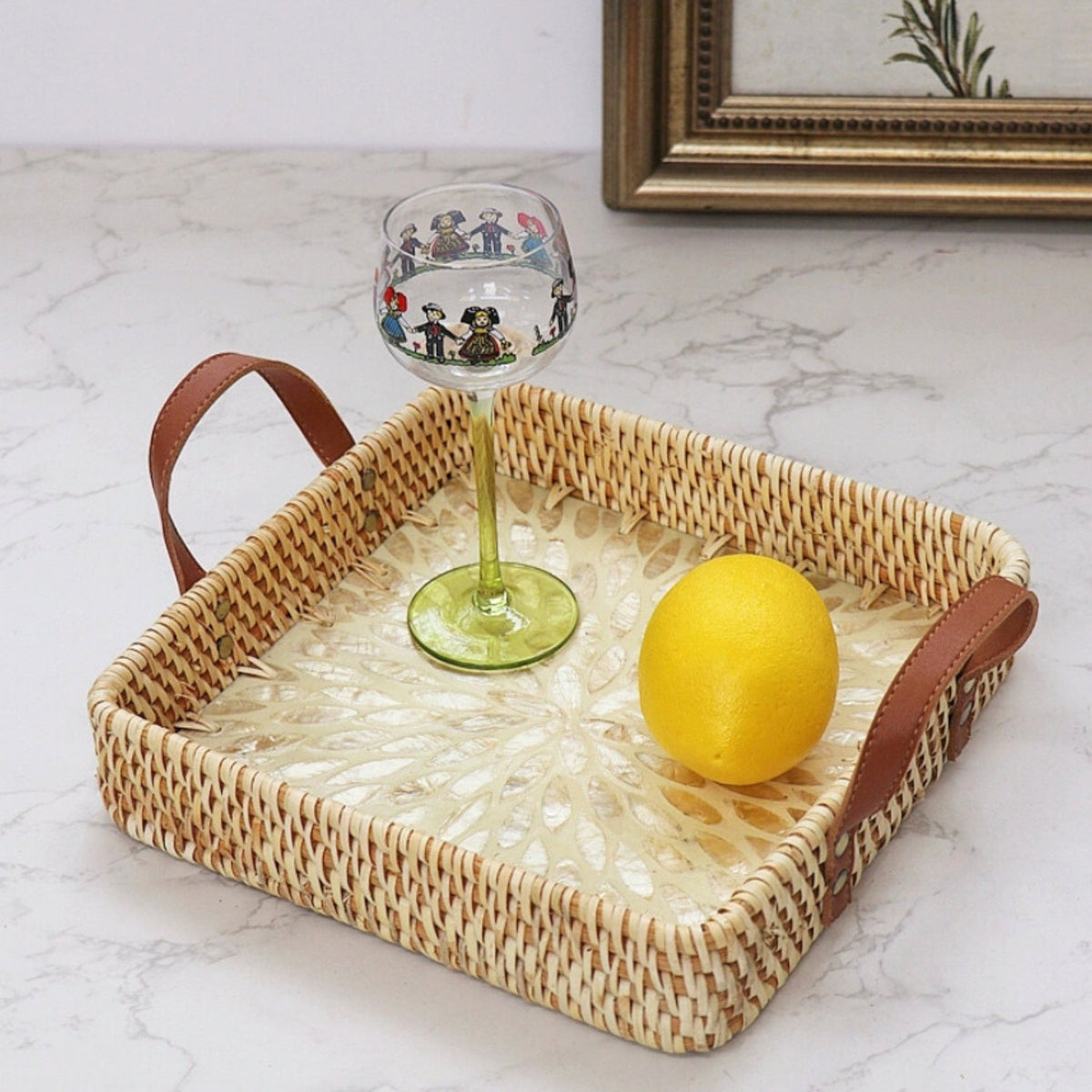 Farmhouse Rattan Tray in Assorted Patterns