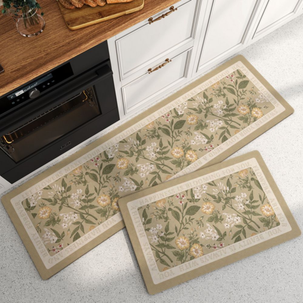 Floral Quick-Dry Kitchen Mat